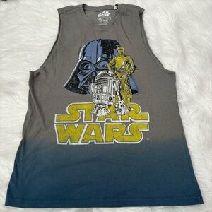 Star Wars | Mighty Fine Collab Muscle Tank Oversized XS Vader C-3PO R2-D2 *Worn*